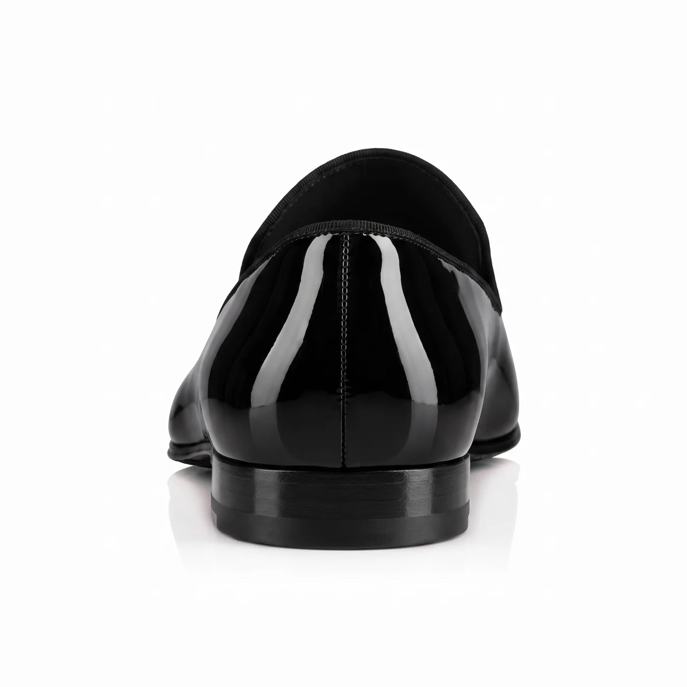 Patent slipper, black, seen from behind