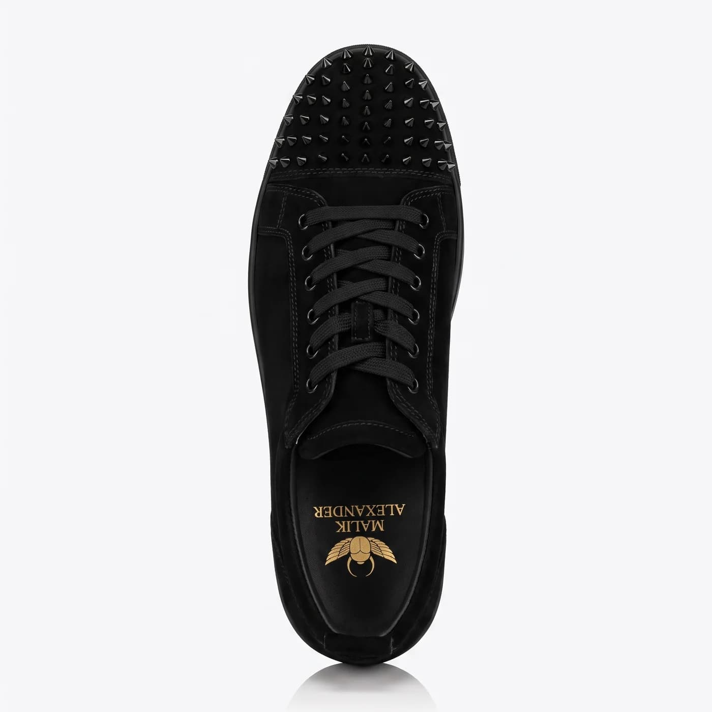Spiked low top, black, from above