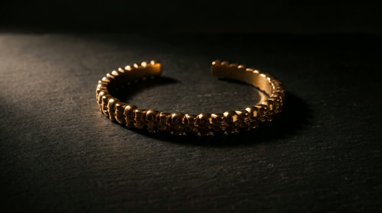 Cartouche Bead Cuff Gold on slate