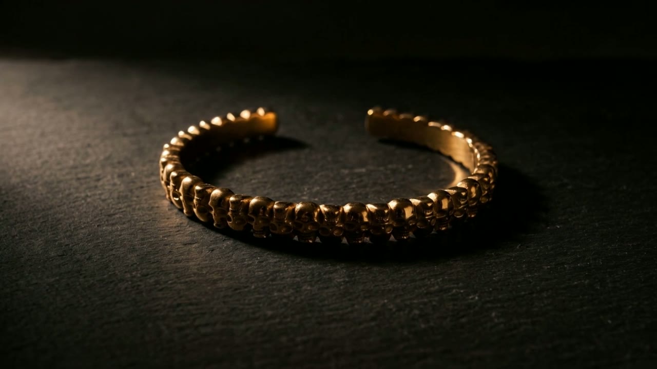 Cartouche Bead Cuff Gold film