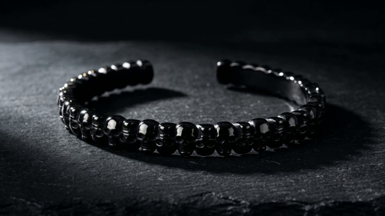 Cartouche Bead Cuff Noir film