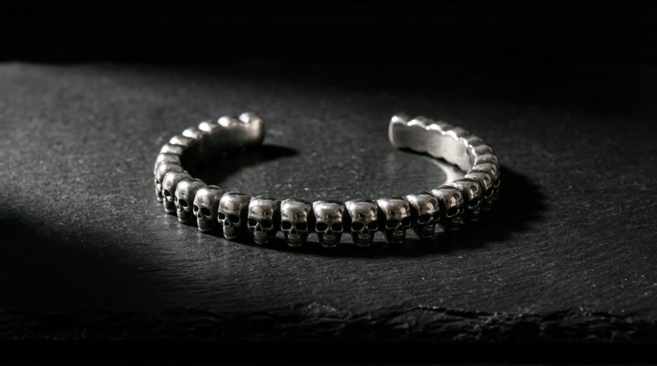 Cartouche Bead Cuff on slate