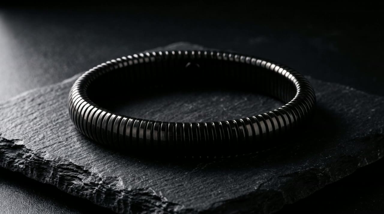Coil Bangle Noir on slate