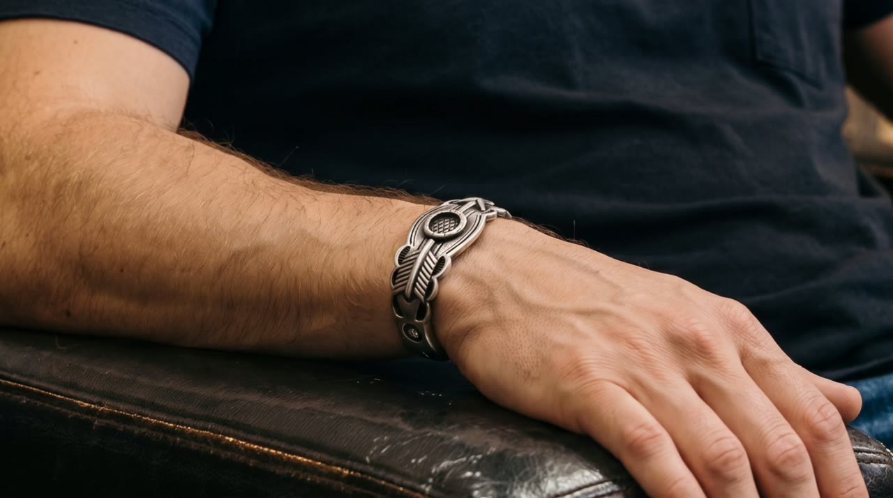 Delta Arrow Cuff worn in the scene