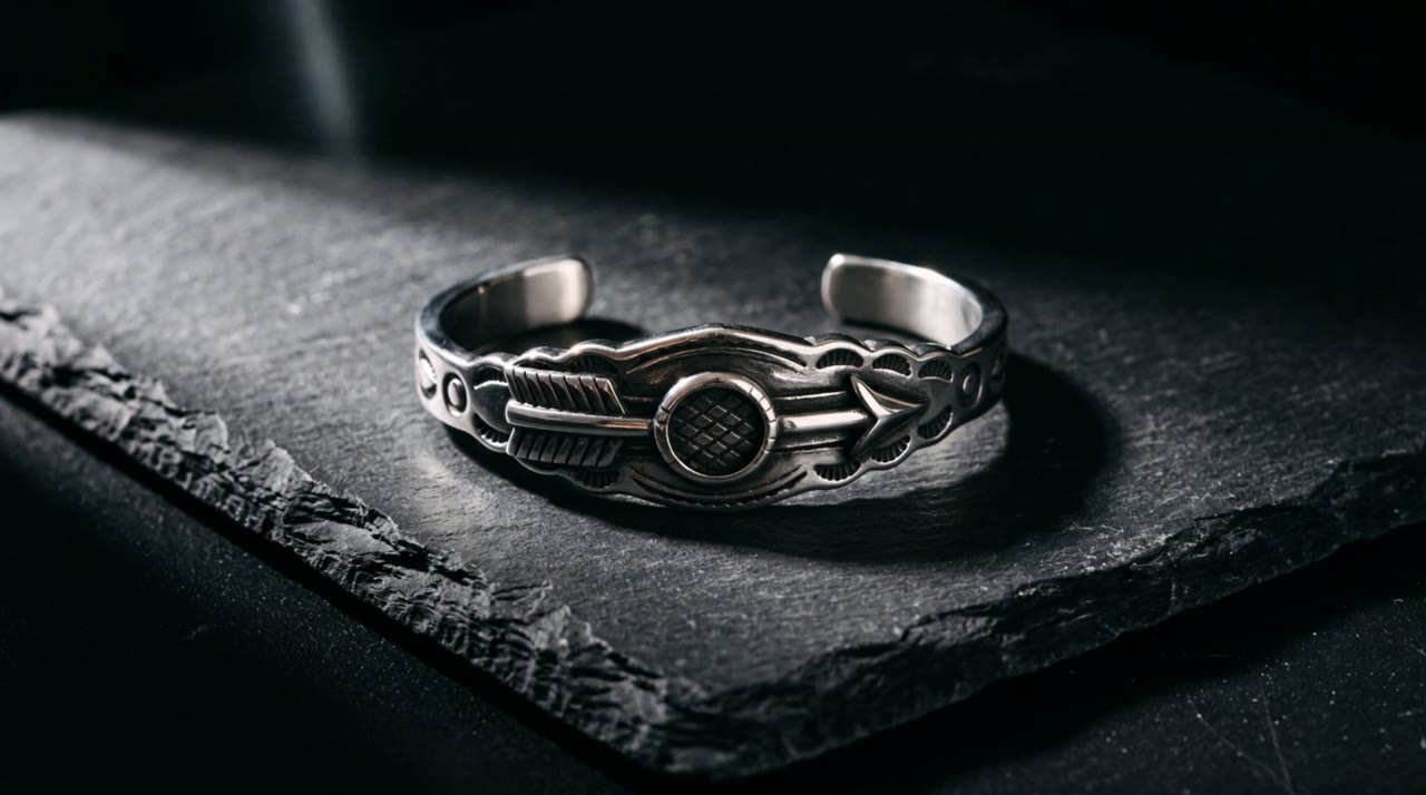 Delta Arrow Cuff on slate