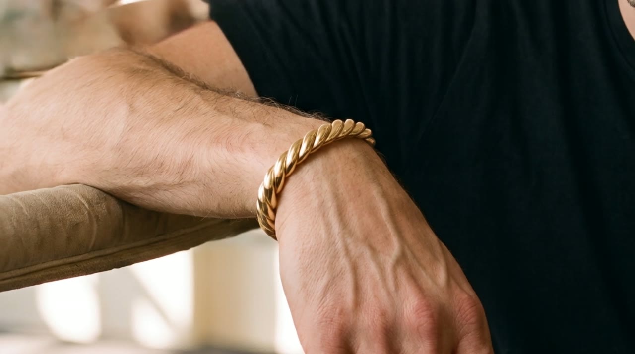 Giza Wheat Cuff worn in the scene