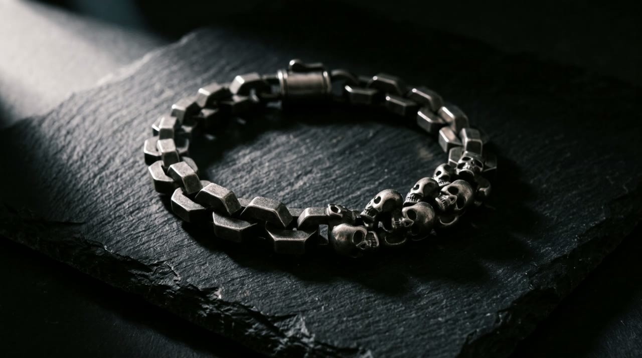 Hex Skull Chain on slate