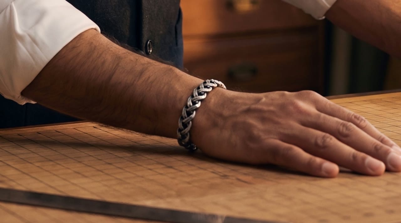 Horus Lattice Cuff worn in the scene