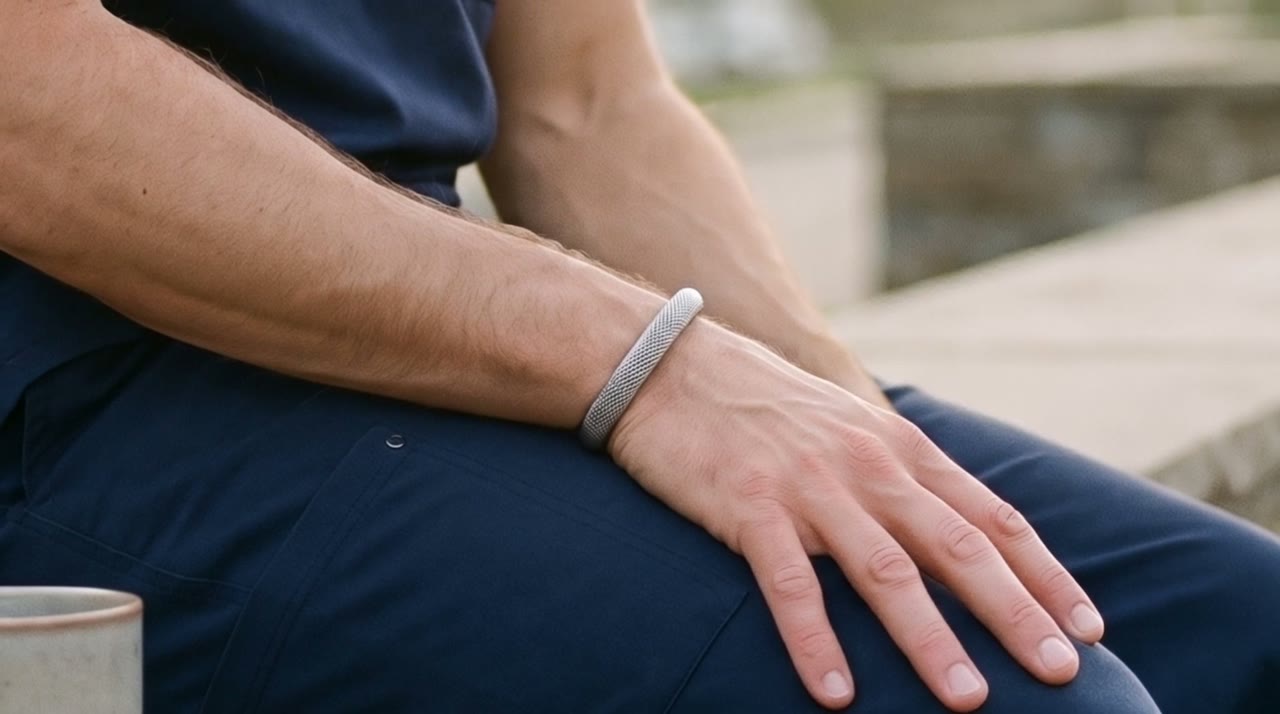 Meridian Mesh Cuff worn in the scene
