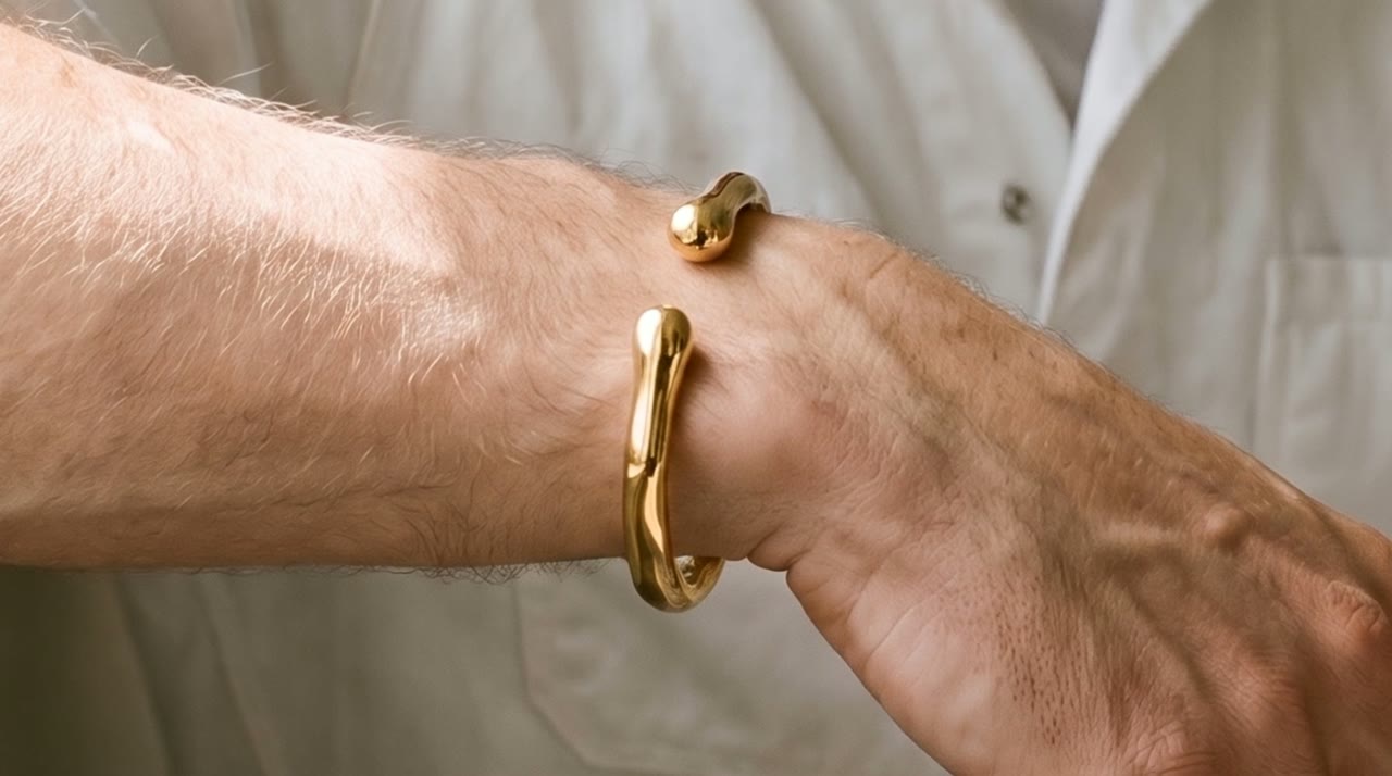 Molten Droplet Cuff worn in the scene