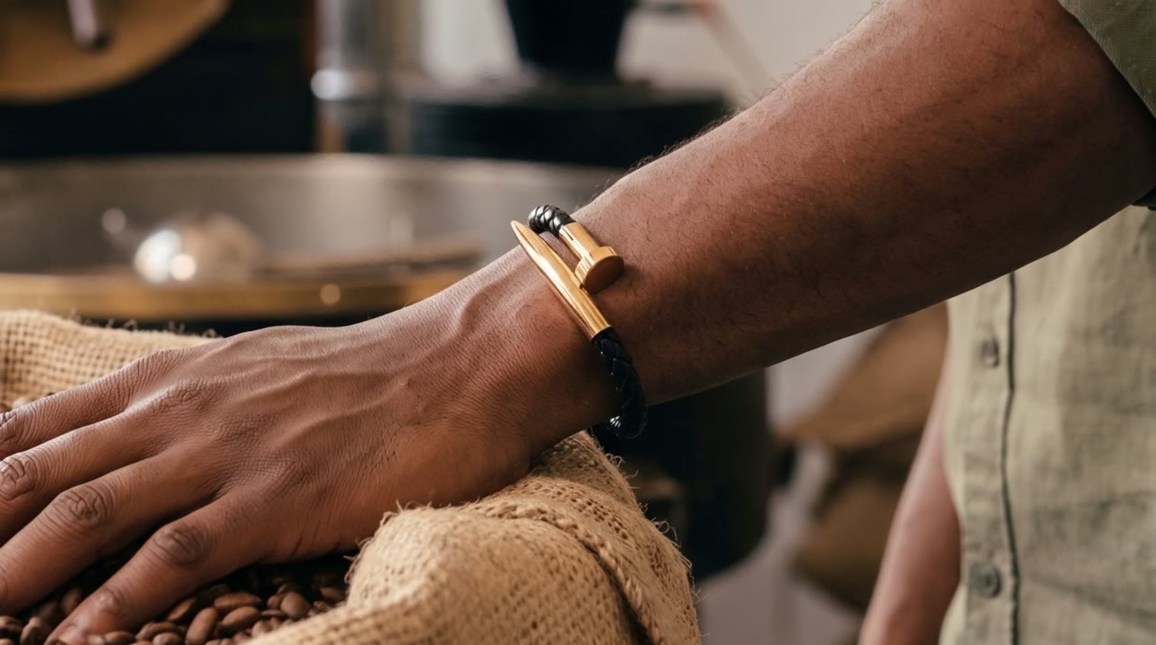 Nail Point Cuff worn in the scene