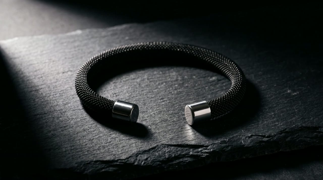 Noir Mesh Cuff on slate