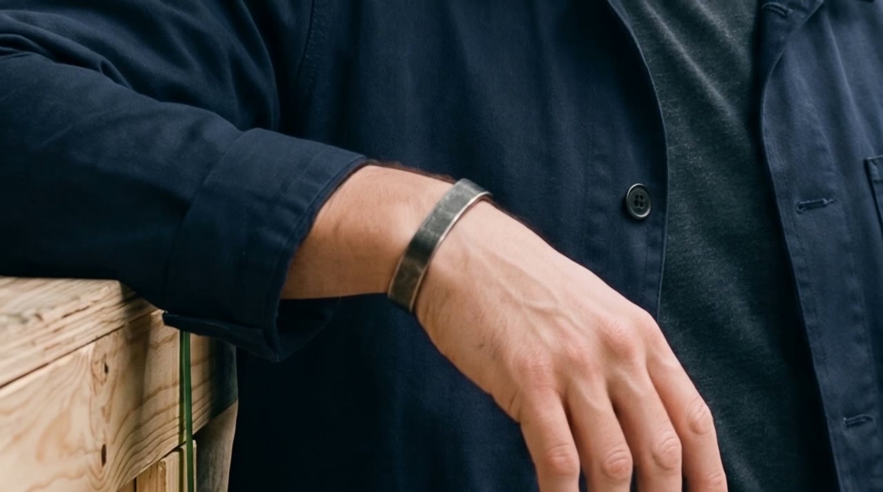 Obelisk Band Cuff worn in the scene