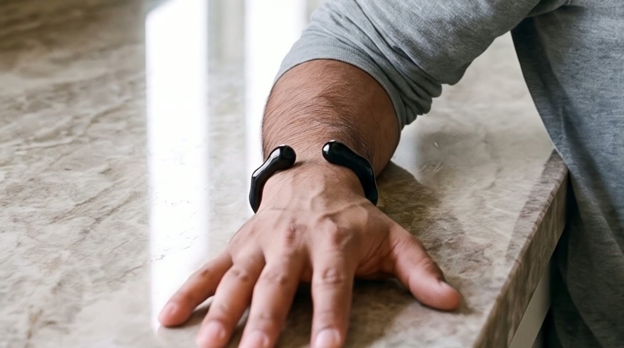 Onyx Molten Cuff worn in the scene