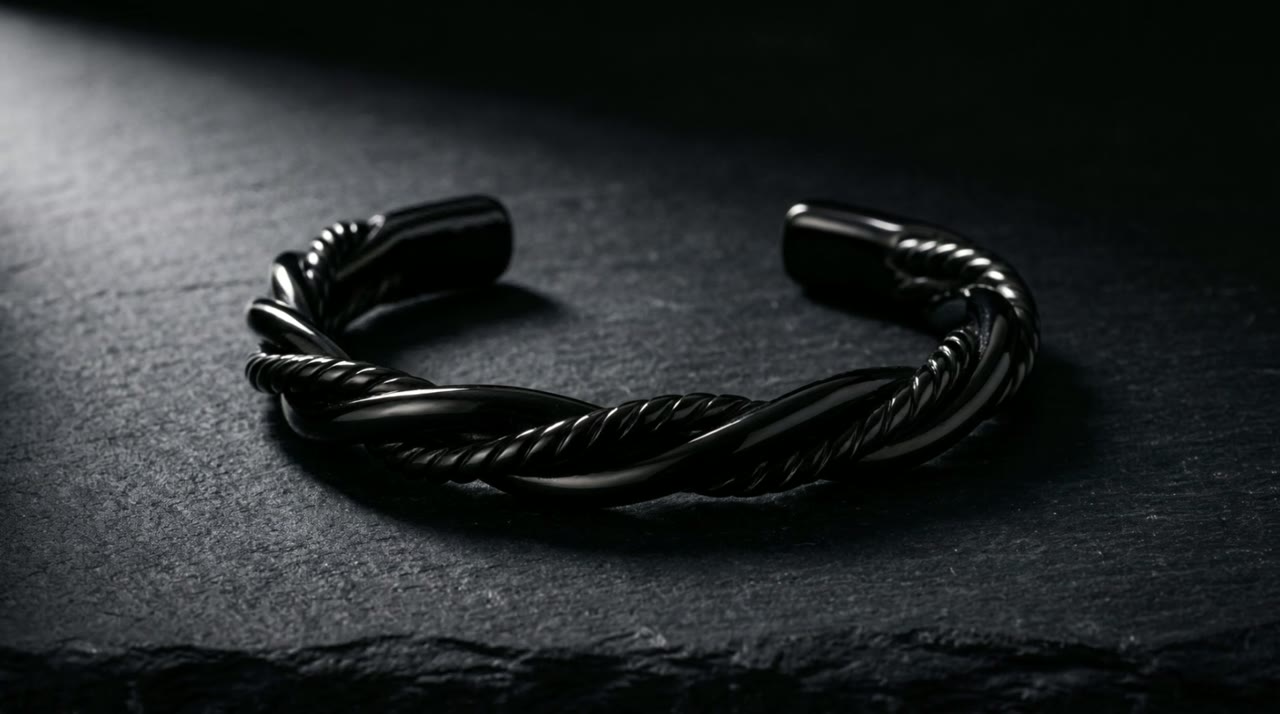 Onyx Twist Cuff on slate