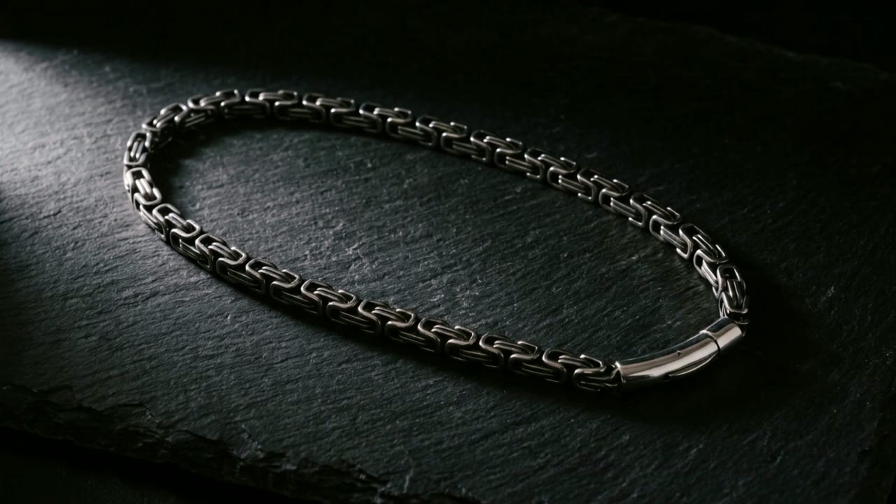 Dark metal chain in motion