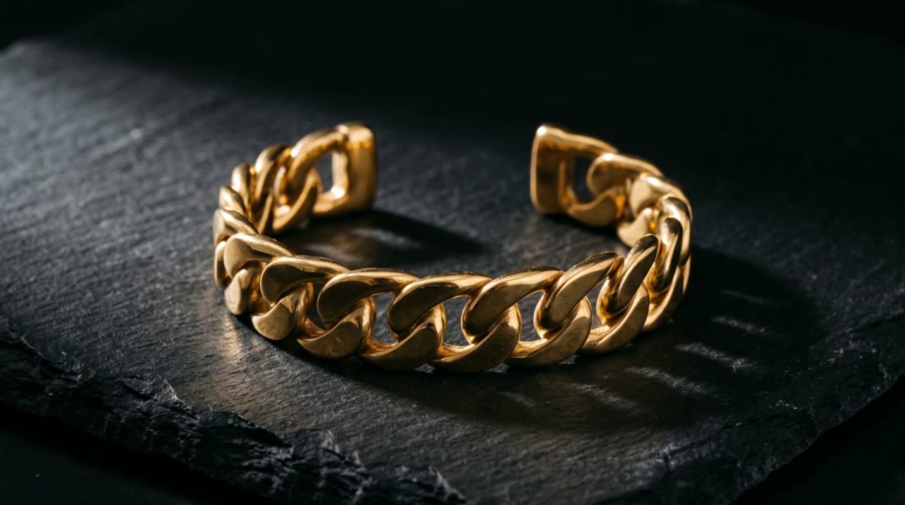 Pillar Link Cuff Gold on slate