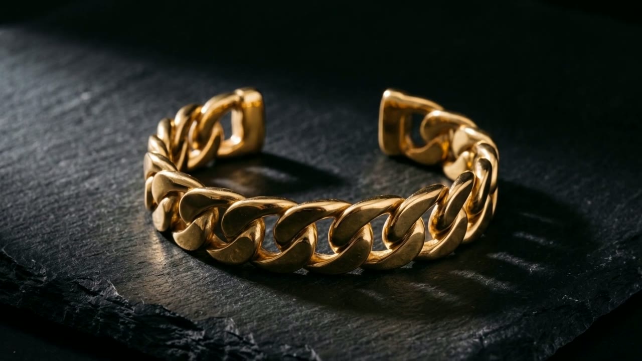 Pillar Link Cuff Gold film
