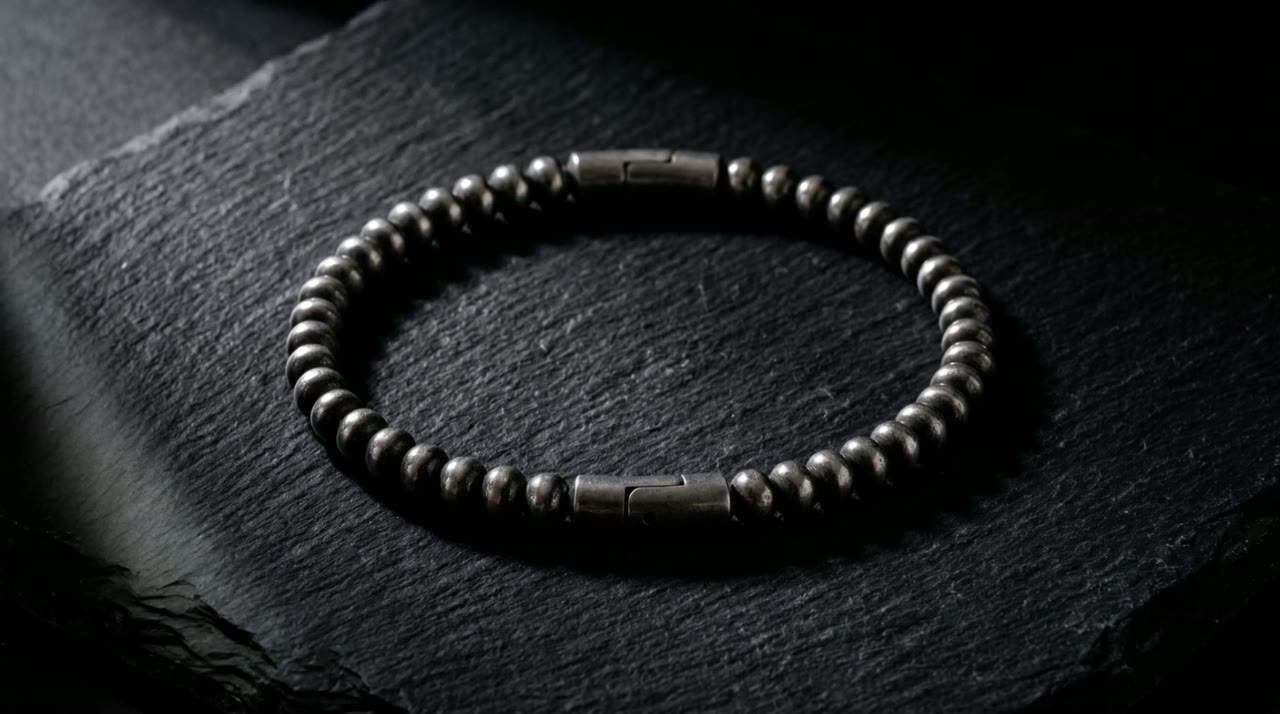 Rondel Bead Chain on slate