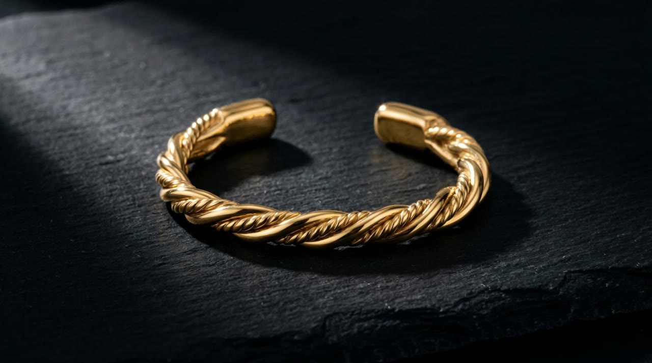 Scarab Twist Cuff on slate