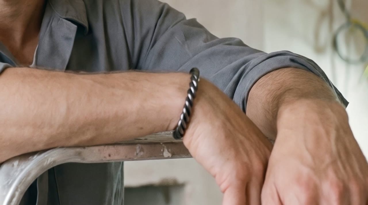 Scribe Rope Cuff worn in the scene