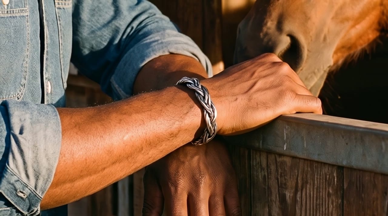Sovereign Braid Cuff worn in the scene