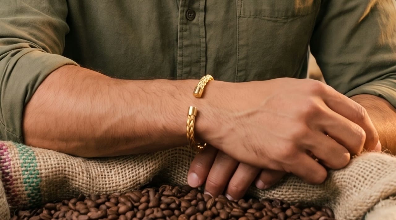Sovereign Plait Cuff worn in the scene