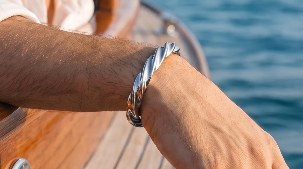 Sphinx Twist Cuff worn in the scene