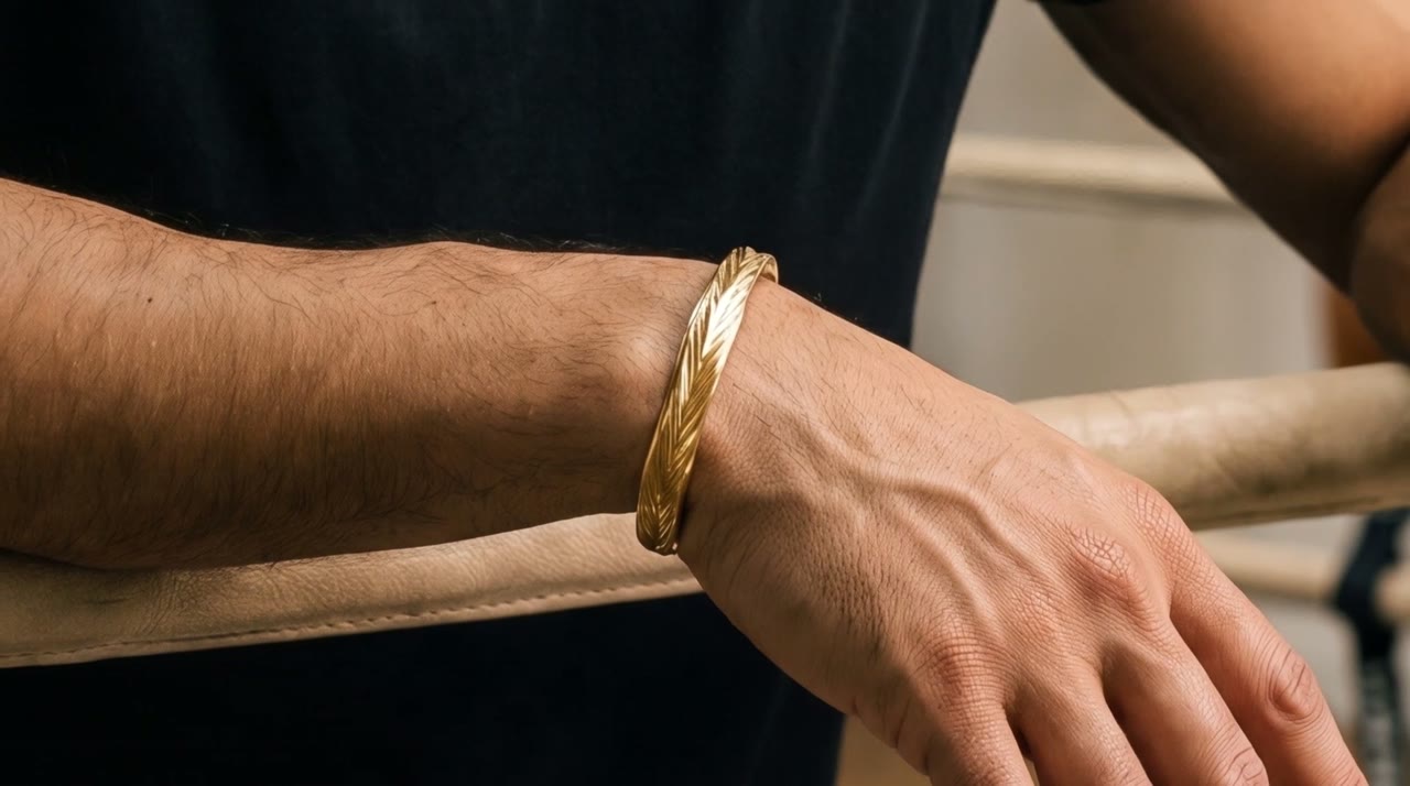 Thebes Chevron Cuff worn in the scene