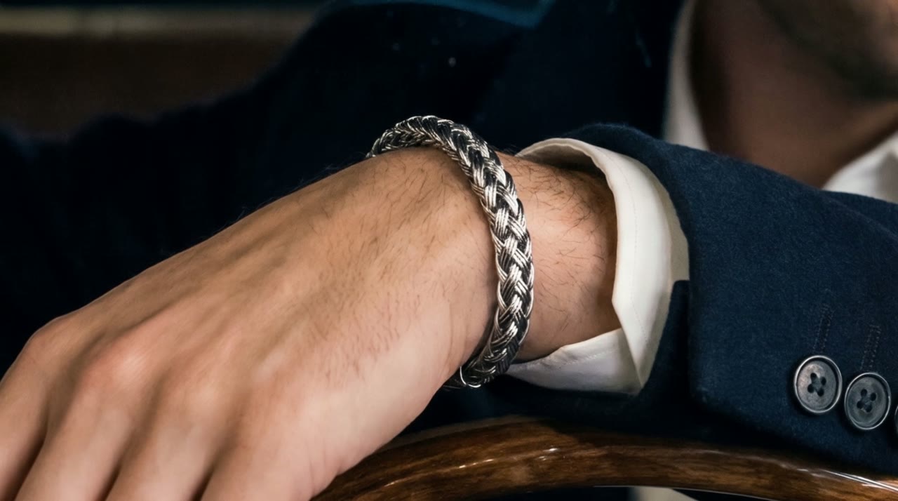 Thebes Plait Cuff worn in the scene