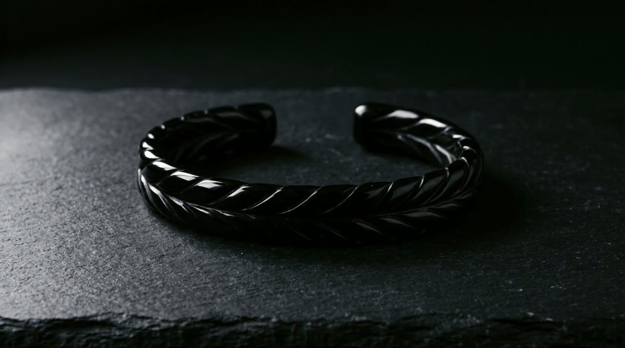 Thebes Weave Cuff Noir on slate