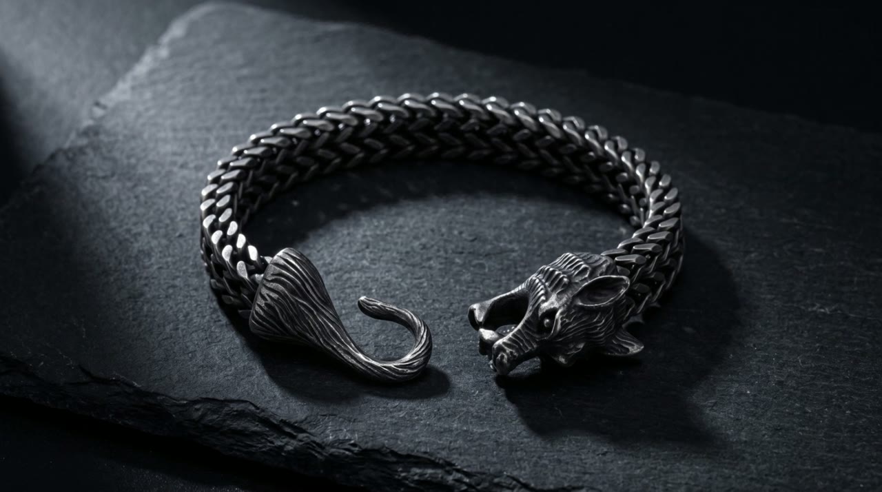 Wolf Head Chain on slate