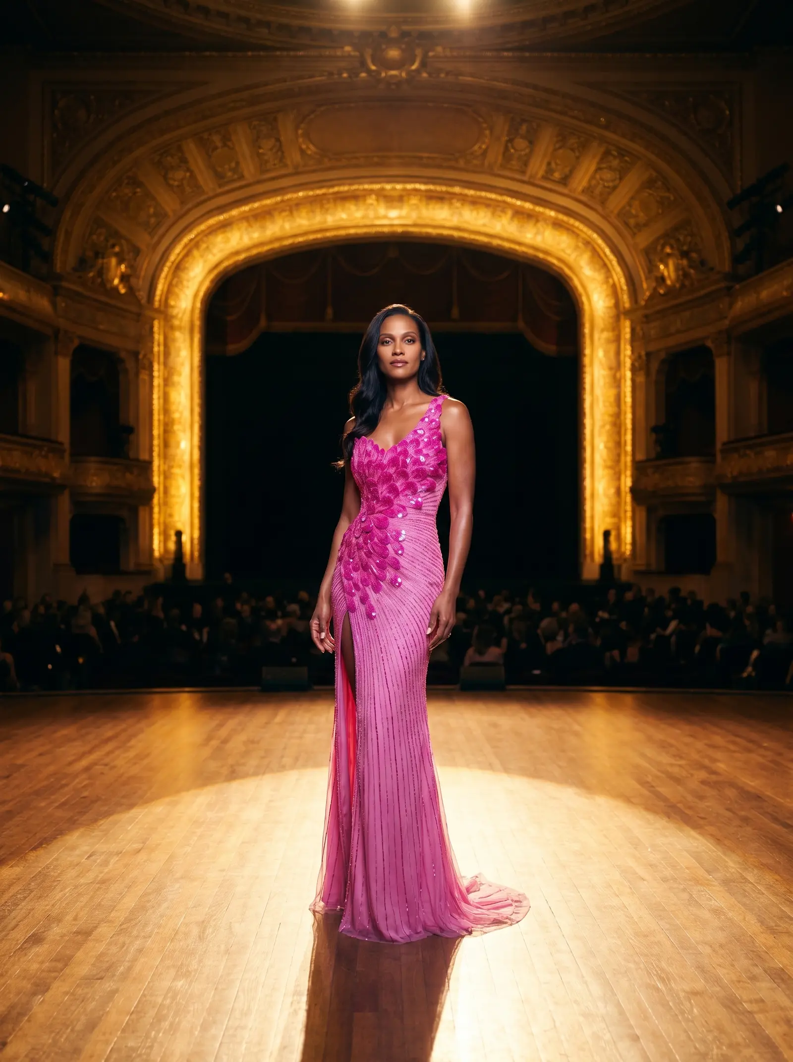 Fuchsia Plume gown occasion photograph