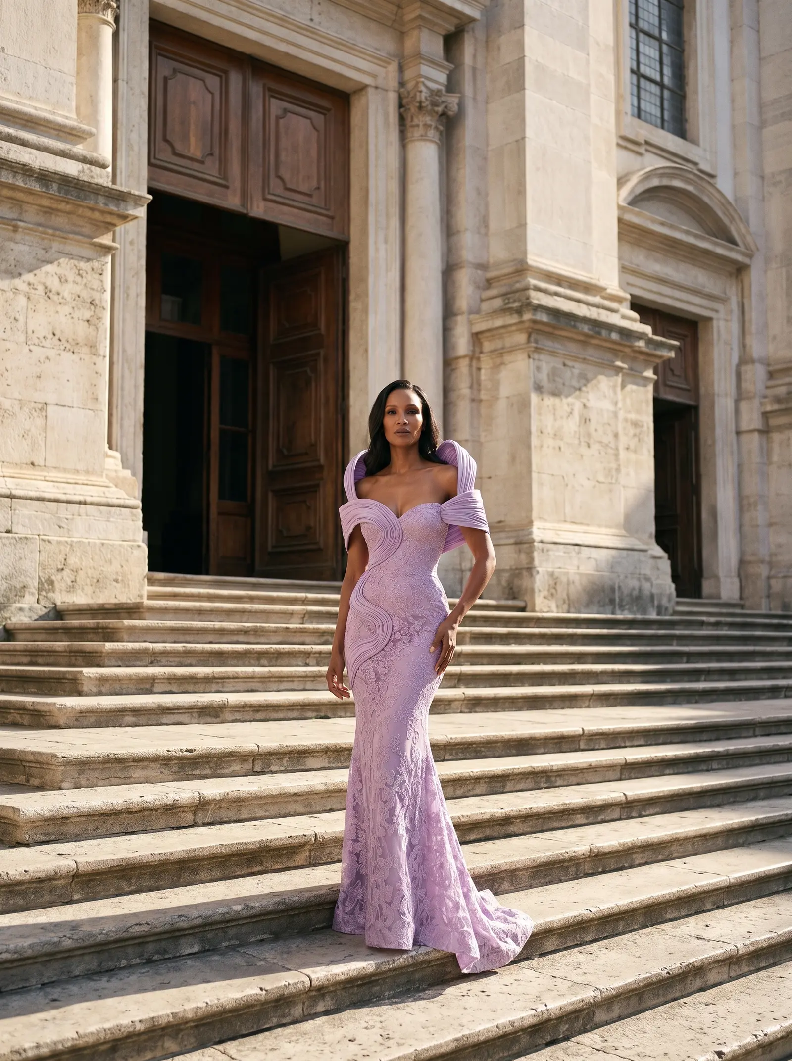 Lavender Tiara mermaid gown occasion photograph