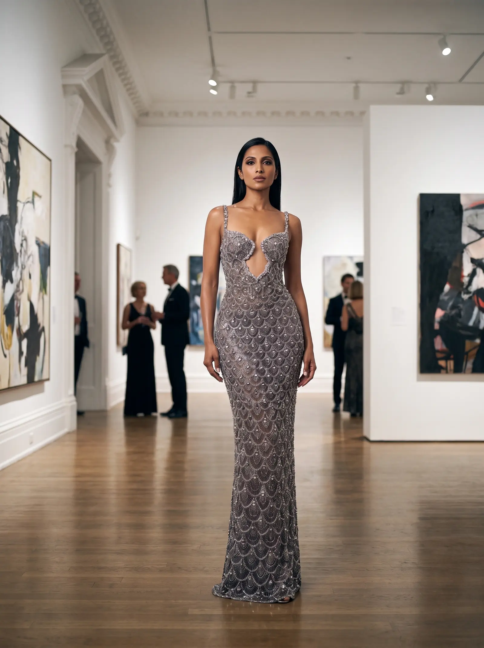 Pewter Mirage column gown occasion photograph
