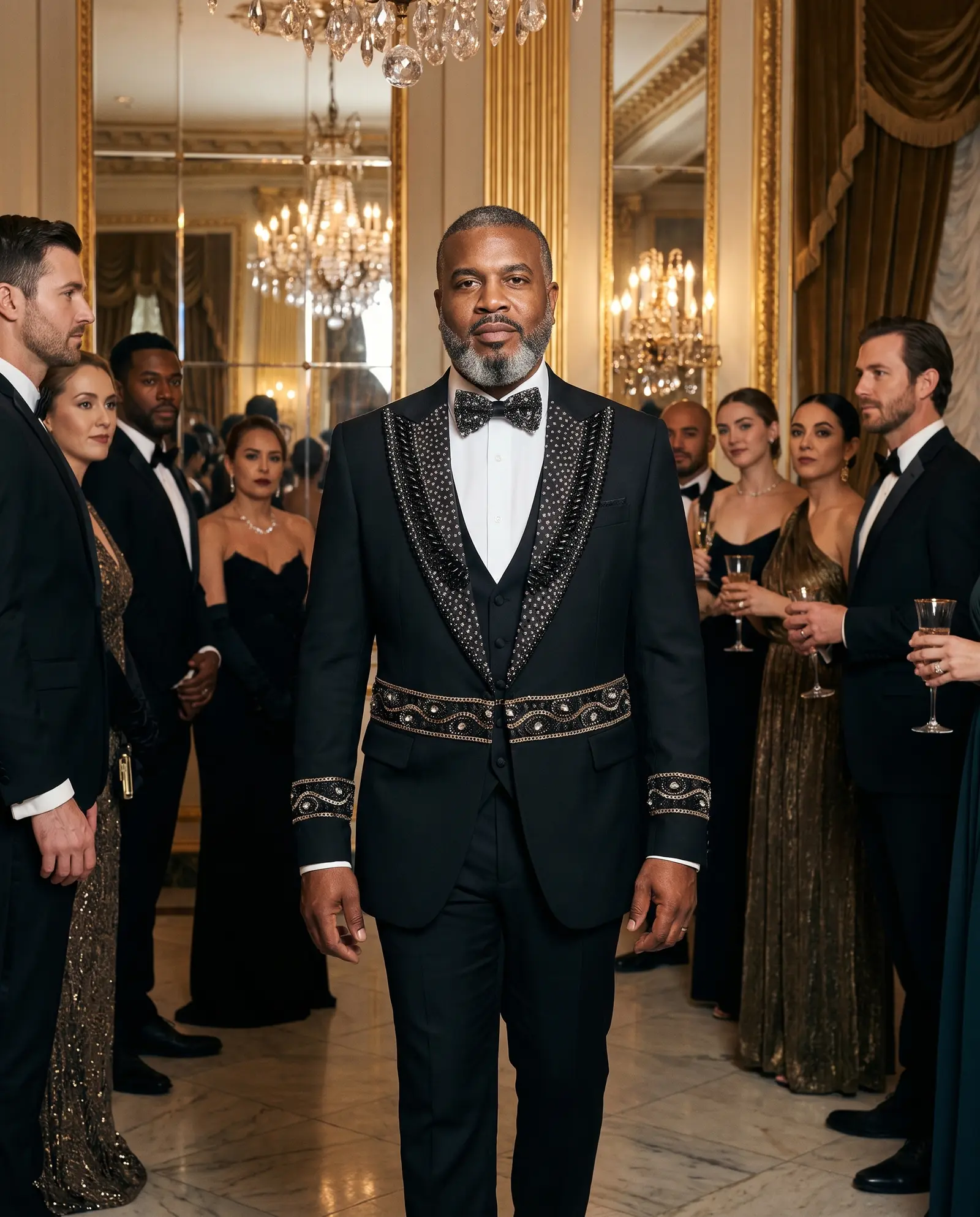 Black and gold Captain tuxedo