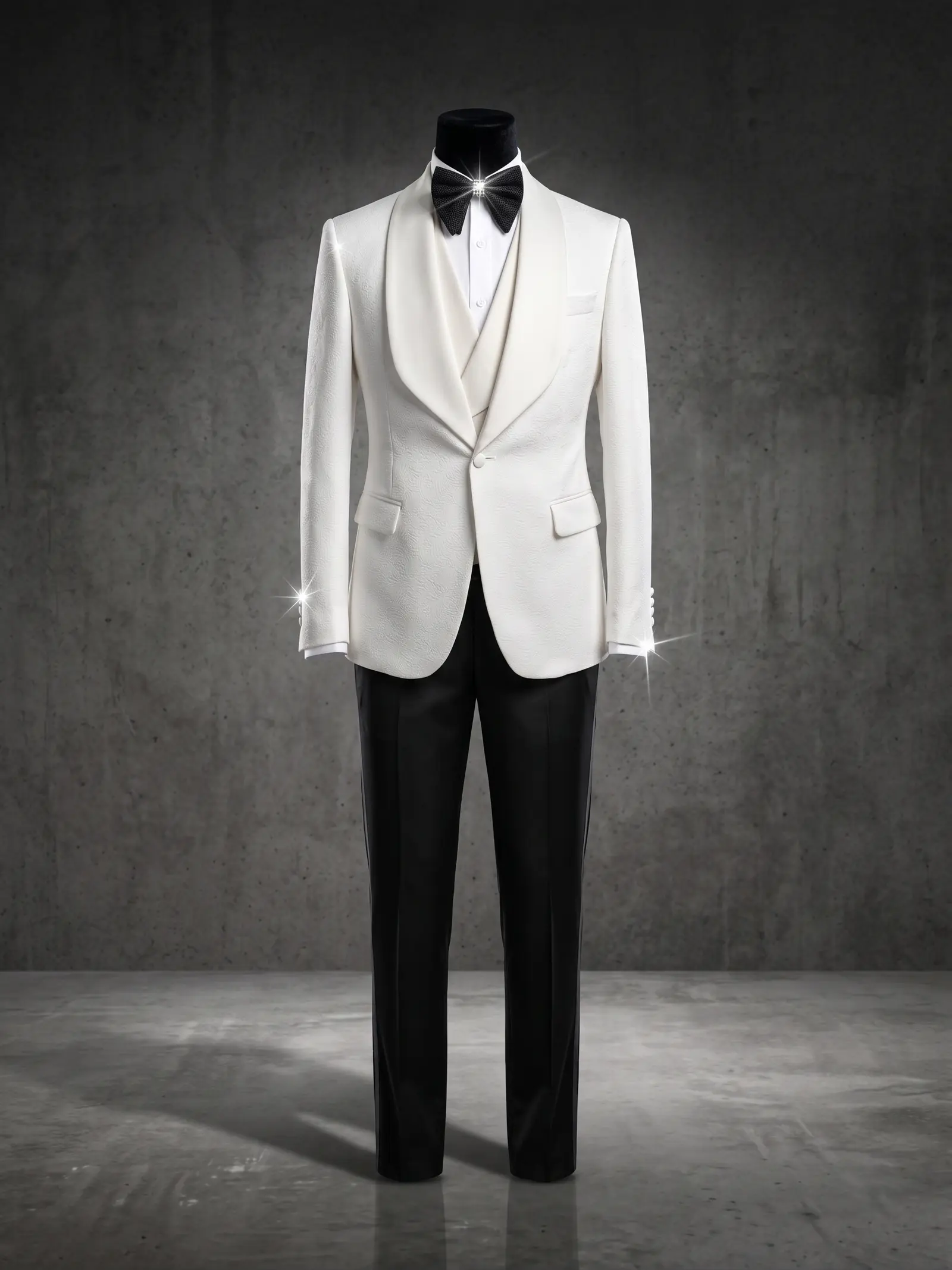 White Lucerne three piece tuxedo