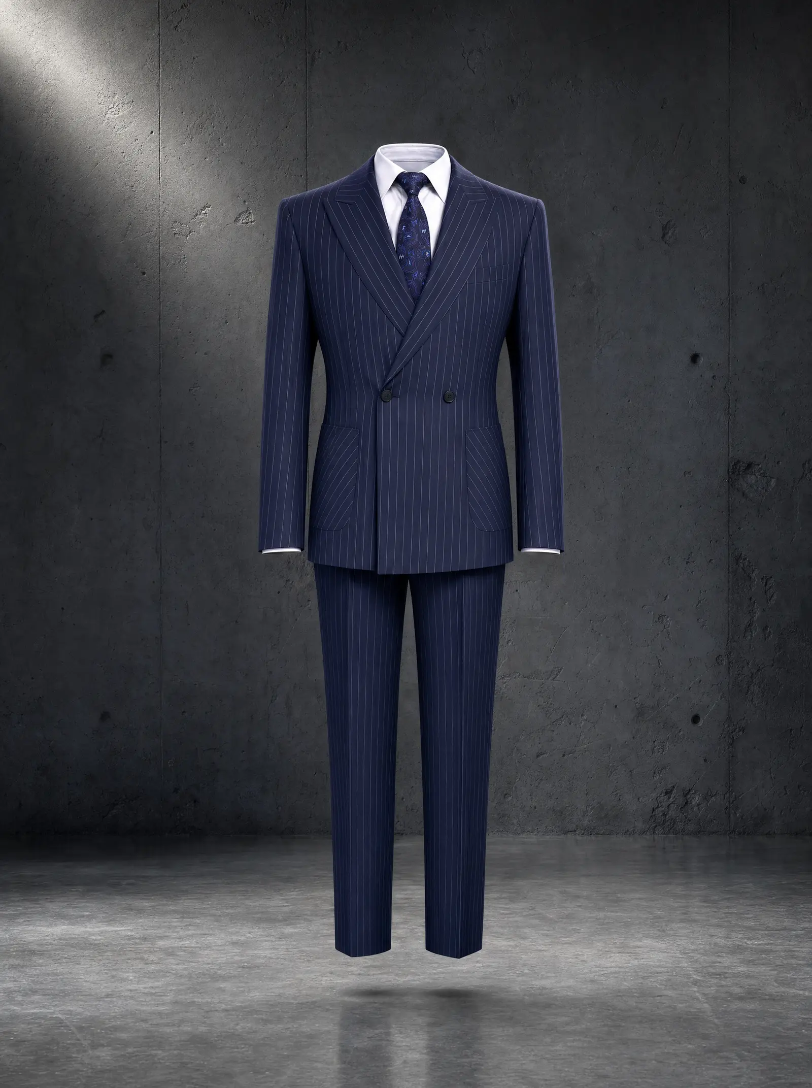 Navy pinstripe Harrington suit