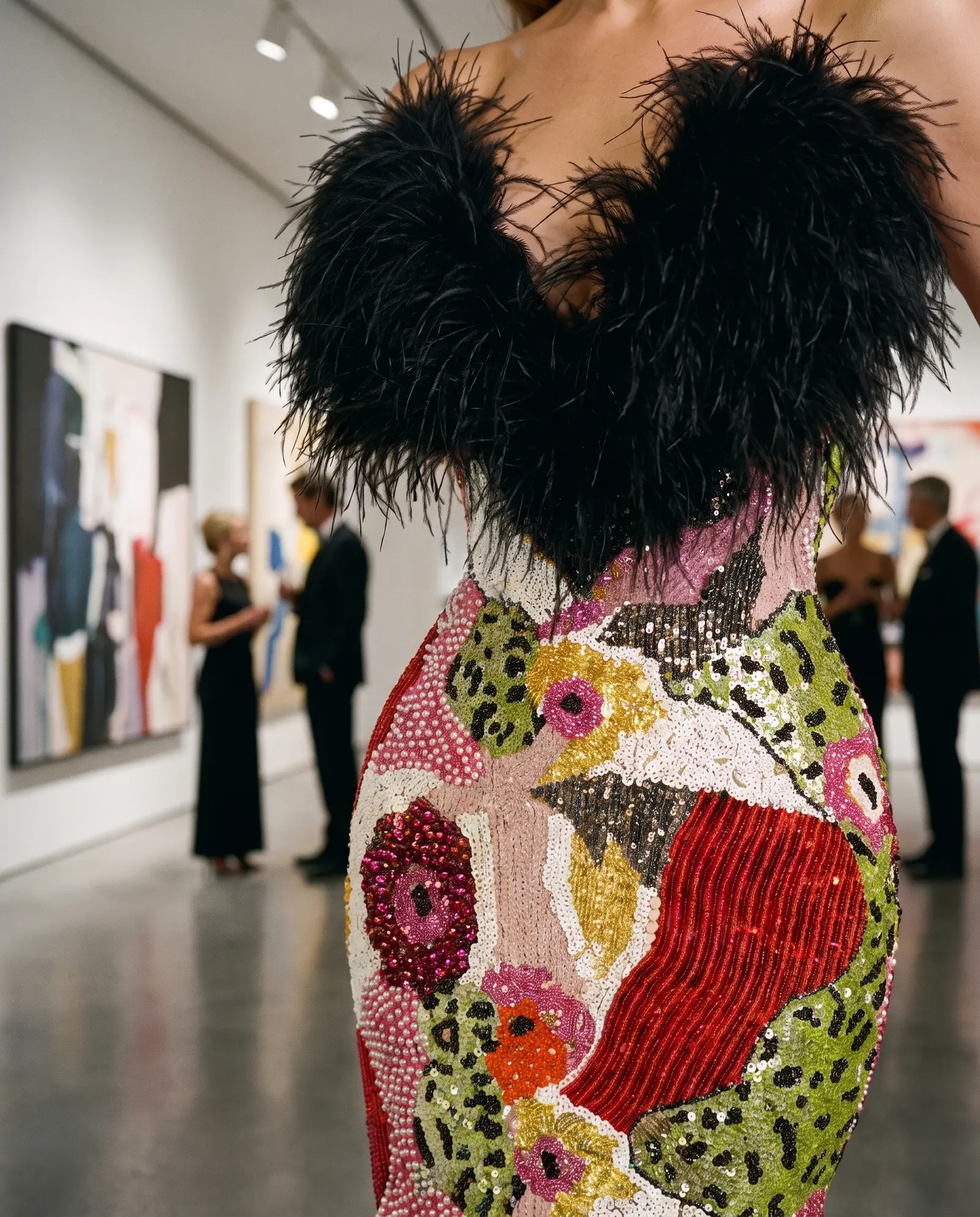 Mosaic Plumage column gown occasion photograph