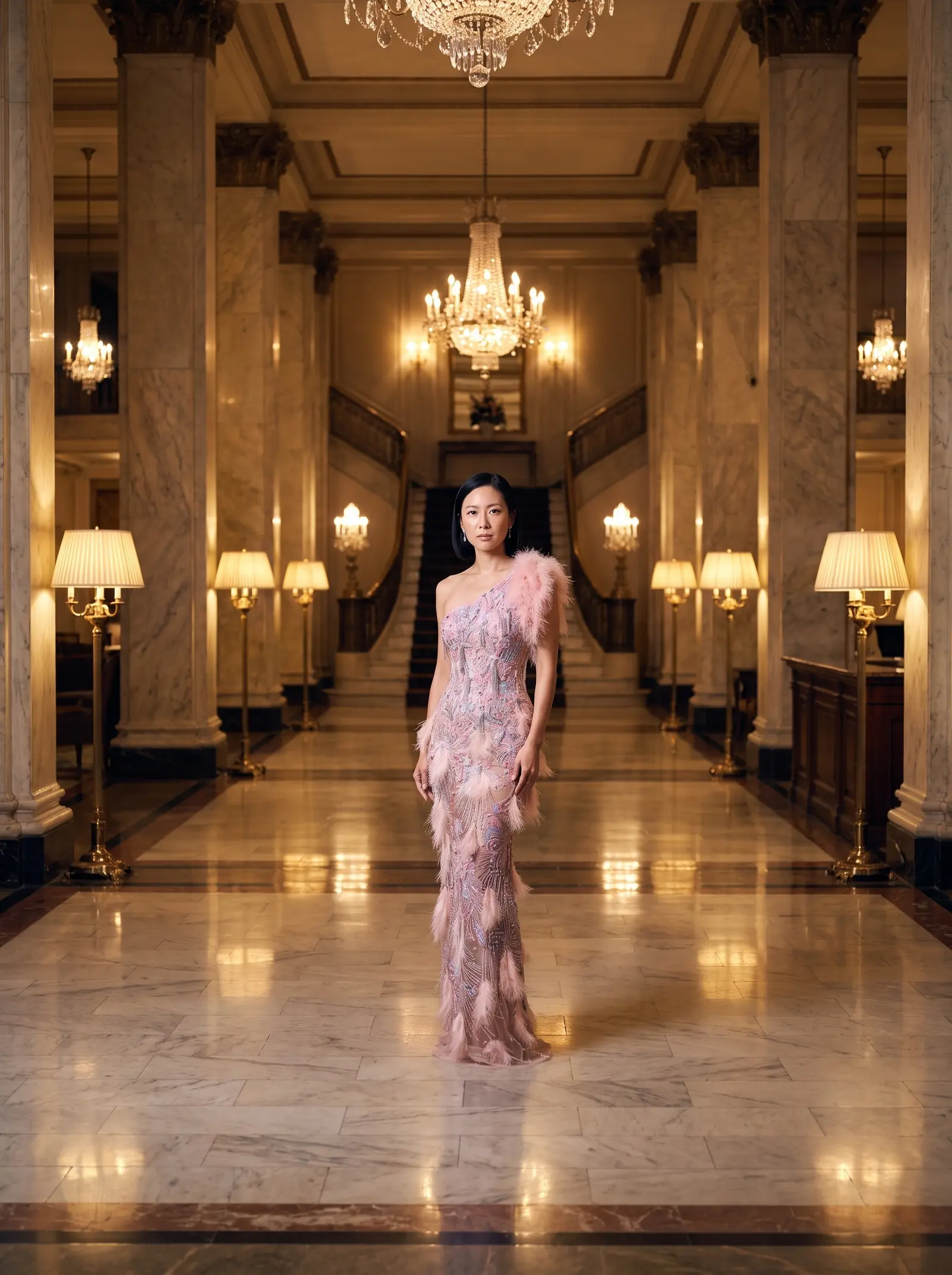 Blush Swan column gown occasion photograph