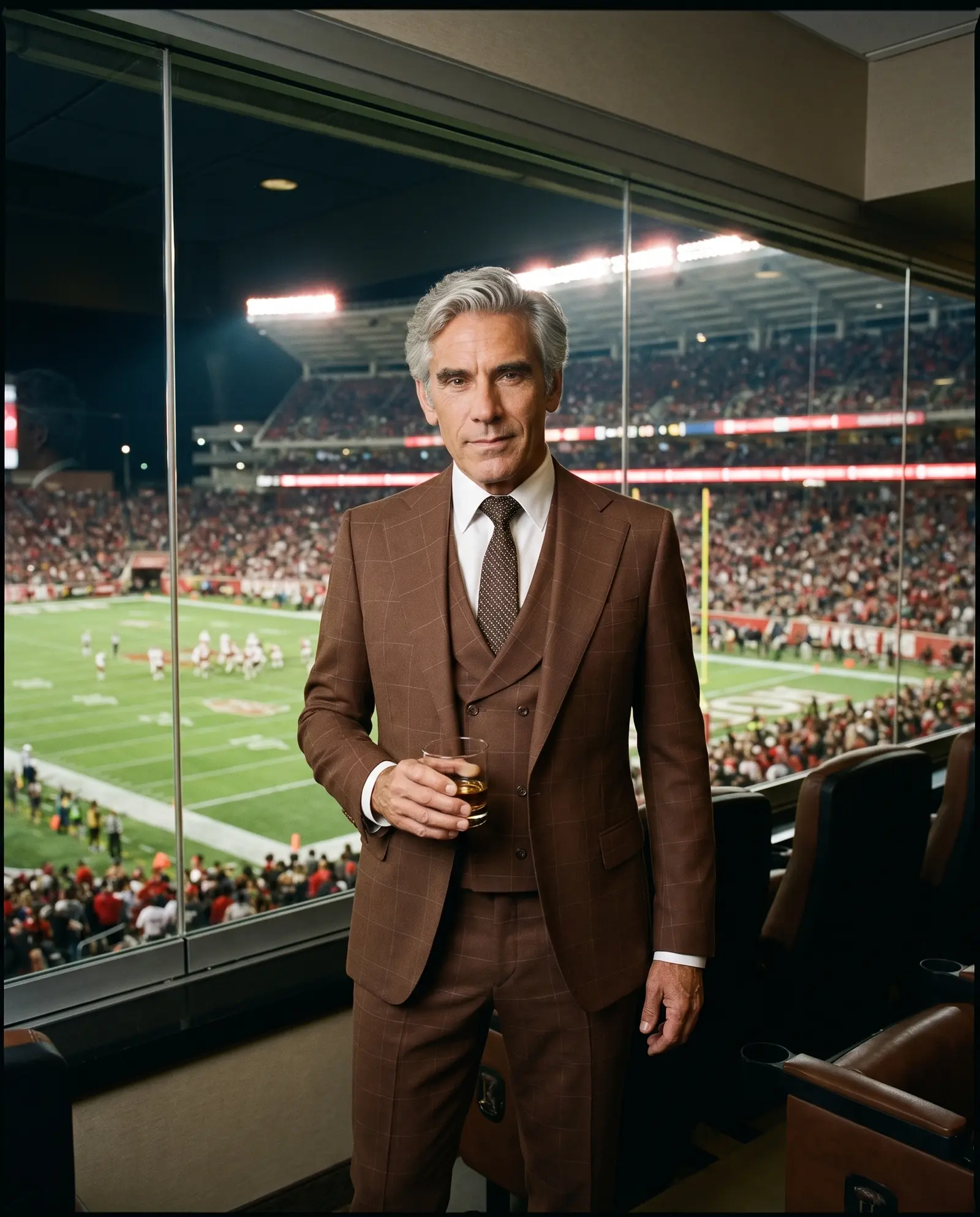Brown windowpane Stratford three piece suit