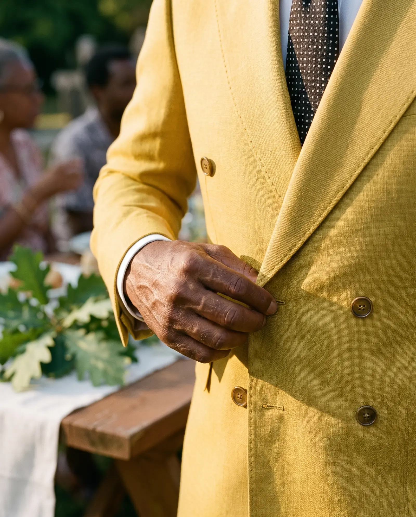 Mustard Jubilee suit occasion photograph