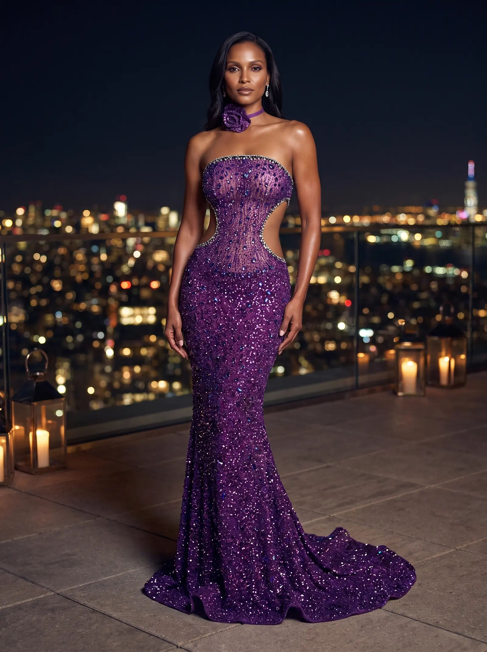 Amethyst Orchid mermaid gown occasion photograph