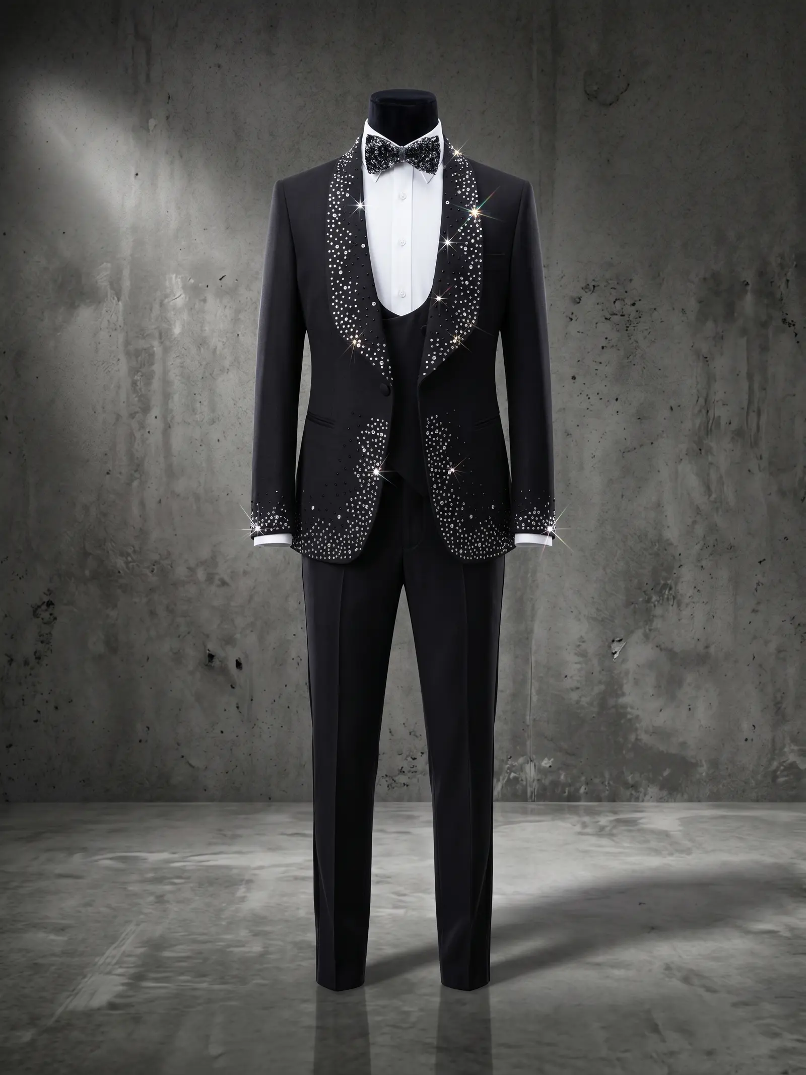 Black Cannes three piece tuxedo