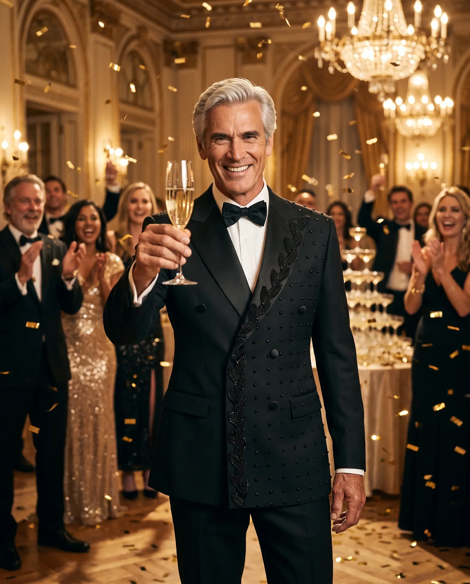 Black beaded Partisan tuxedo