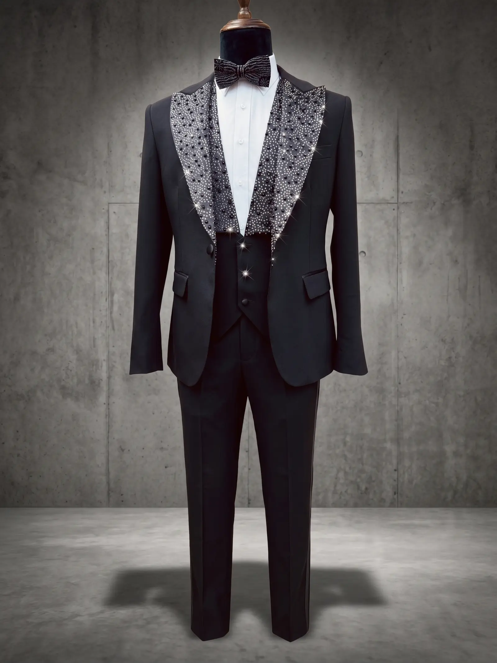 Black Monte Carlo three piece tuxedo