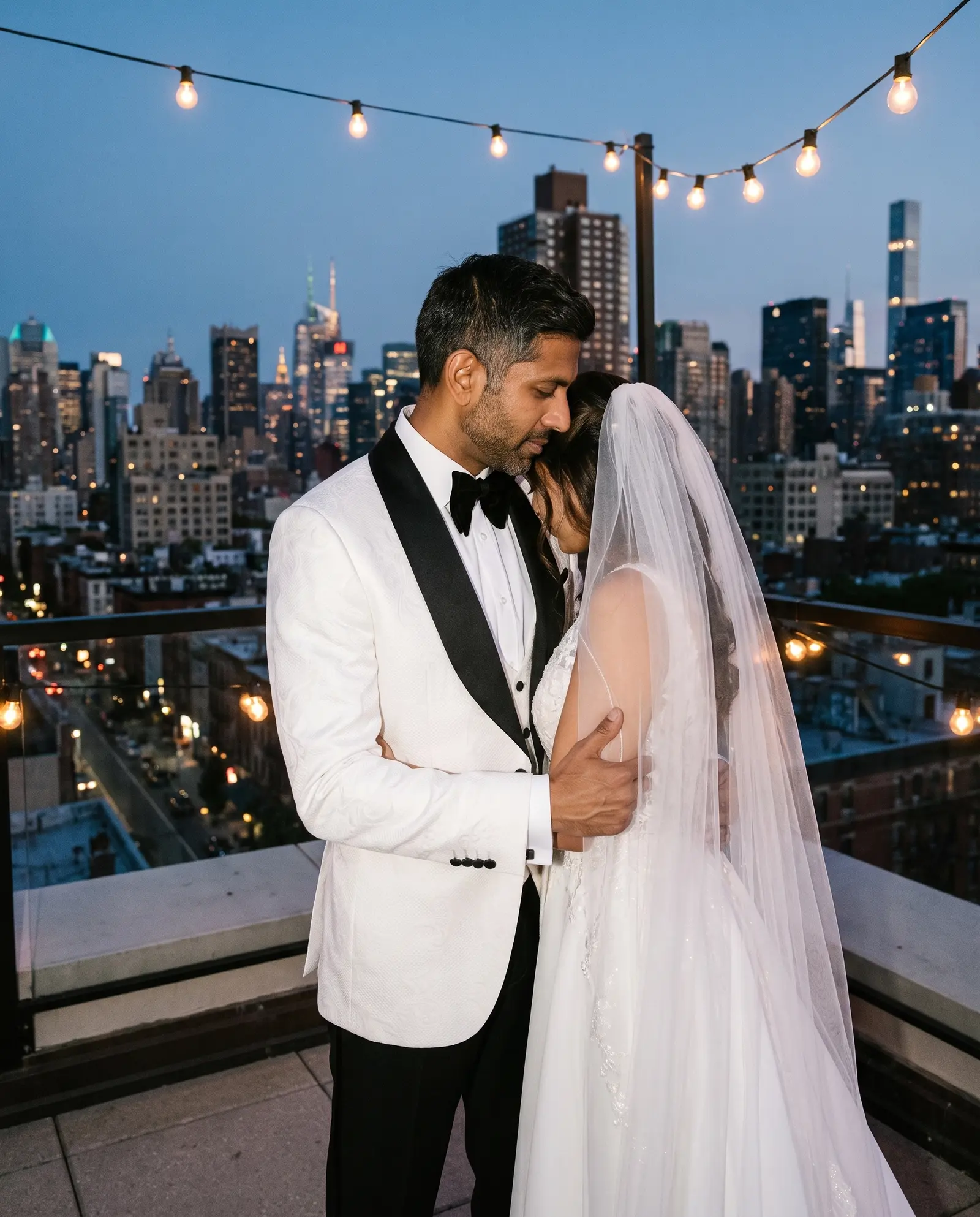 White jacquard Positano three piece tuxedo