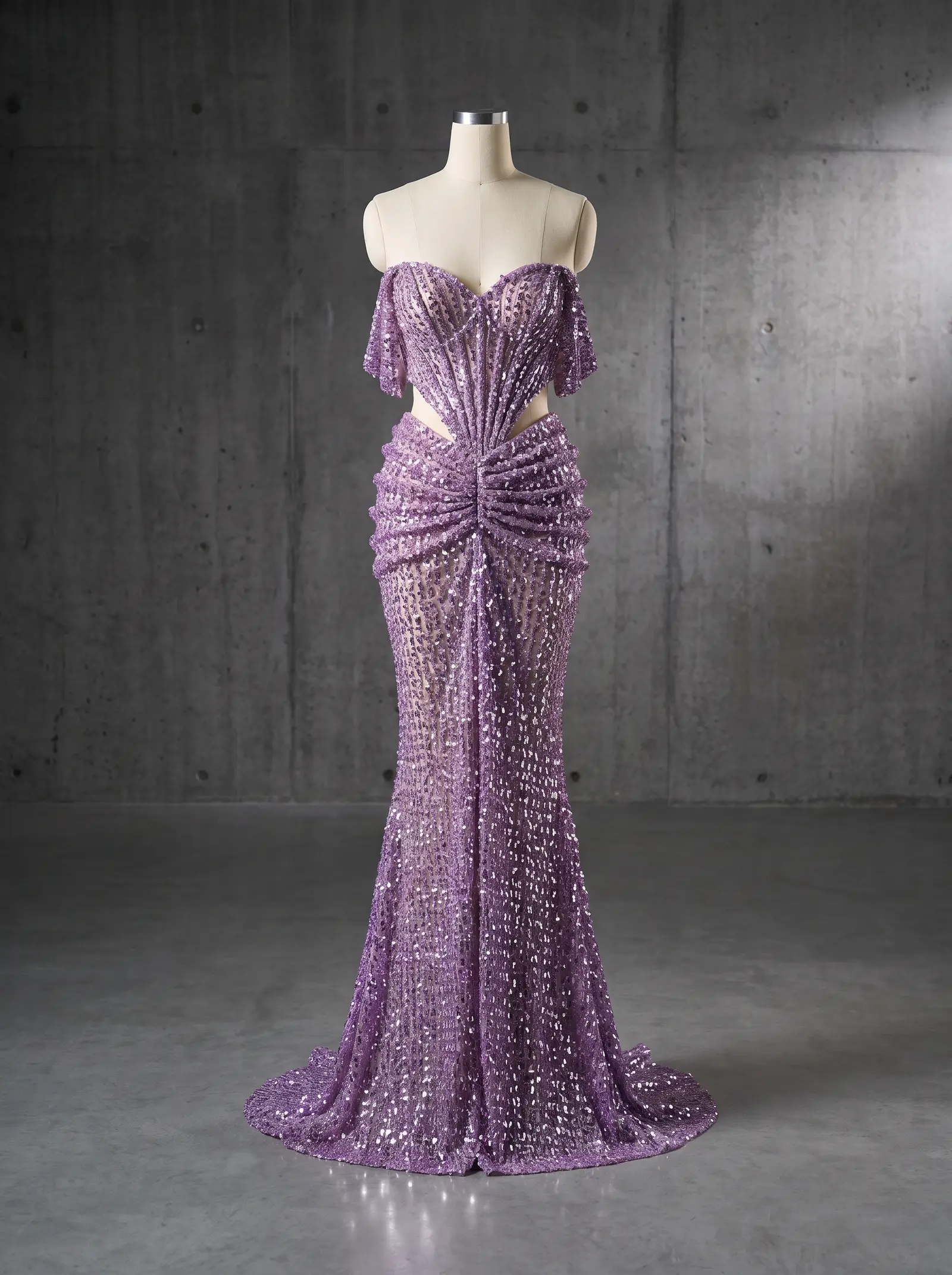 Lilac Iris mermaid gown, mannequin
