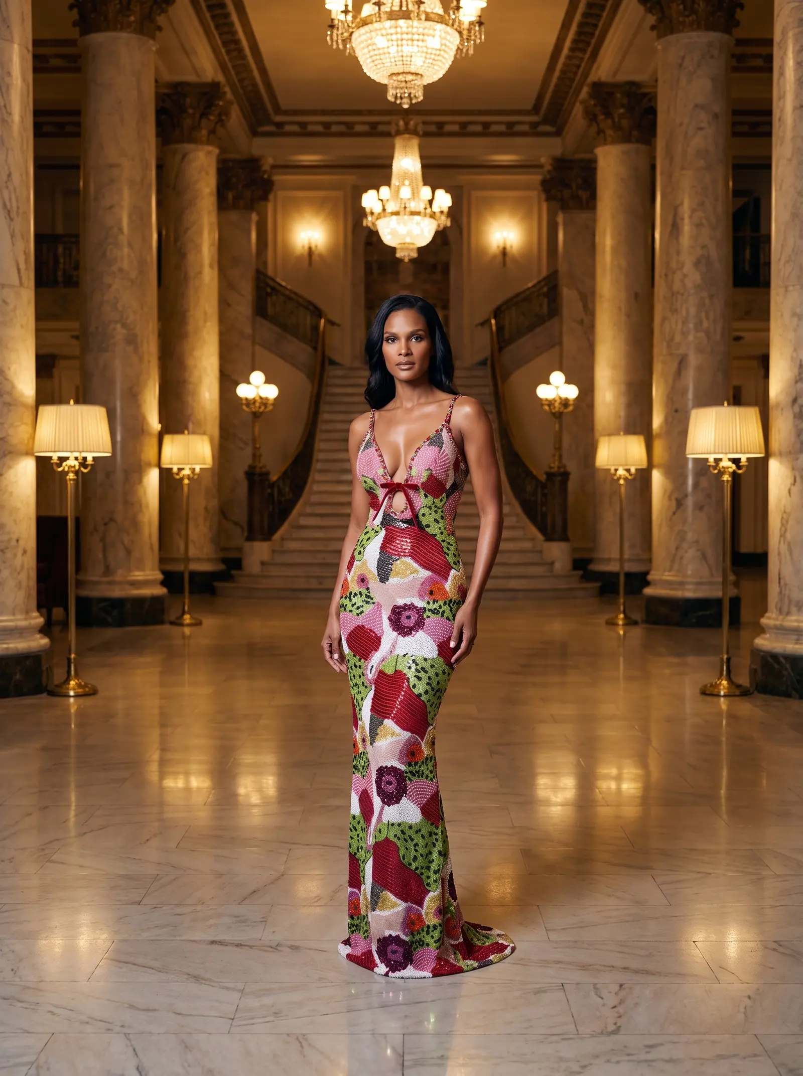 Mosaic Kaleidoscope column gown occasion photograph