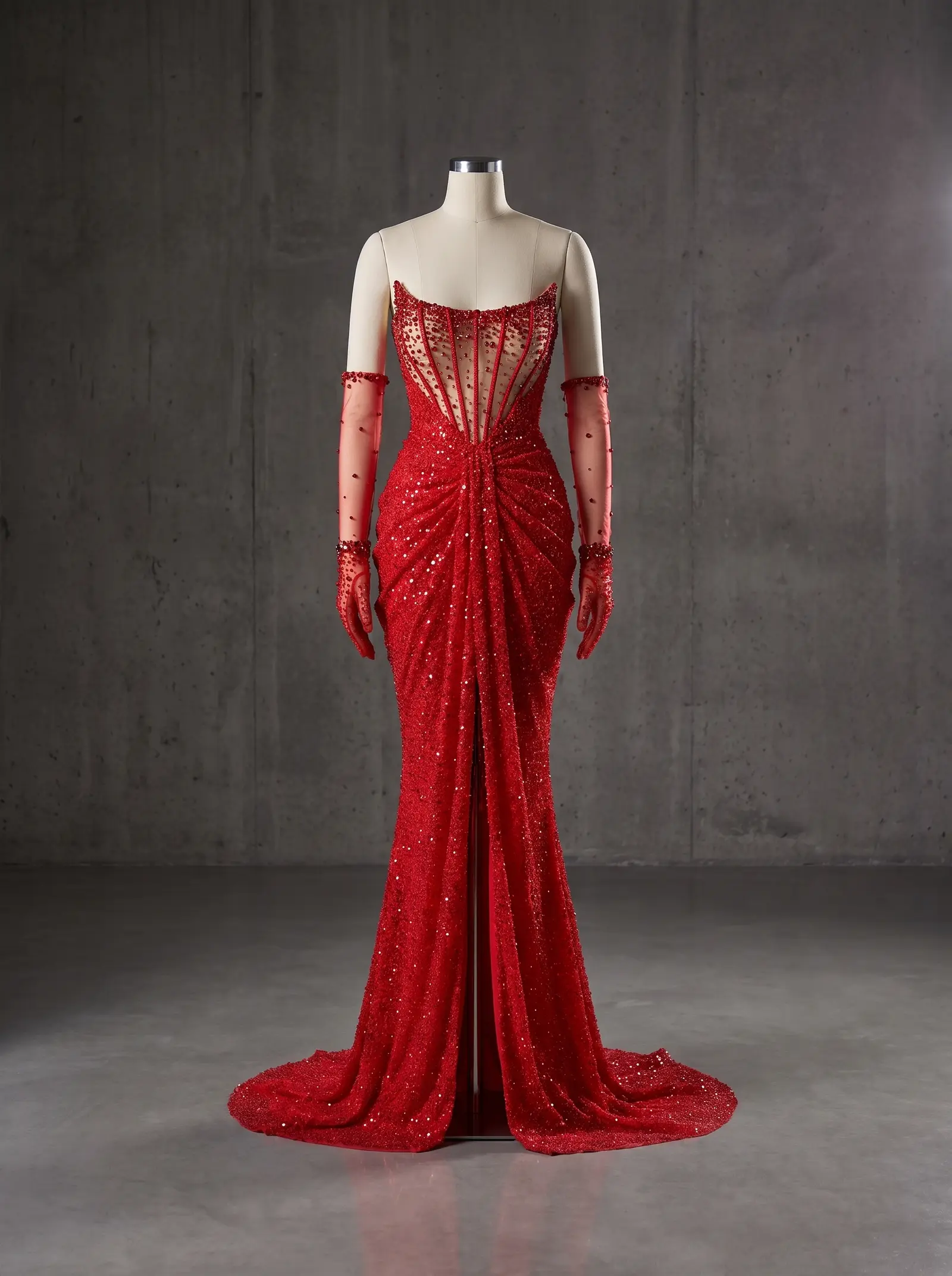 Scarlet Opera gown, mannequin